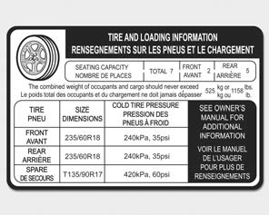 Kia Carnival: Tire and loading information label Kia Carnival: Tire and loading information label.