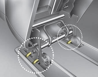 Kia Carnival: Rear seat adjustment Kia Carnival: Rear seat adjustment. 1. Put the front anchor strikers along the front anchors on the floor.