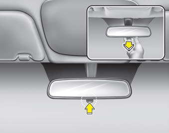 Kia Carnival: Inside rearview mirror Kia Carnival: Inside rearview mirror. Make this adjustment before you start driving and while the day/night lever is