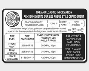 Kia Carnival: Tire and loading information label Kia Carnival: Tire and loading information label.
