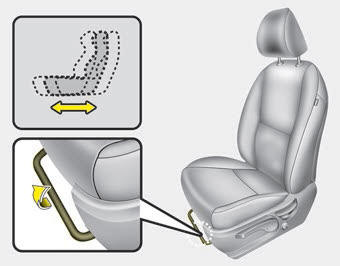 Kia Carnival: Front seat adjustment - manual Kia Carnival: Front seat adjustment - manual. To move the seat forward or backward :