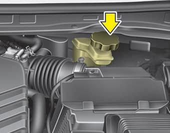 Kia Carnival: Checking the brake fluid level Kia Carnival: Checking the brake fluid level. Check the fluid level in the reservoir periodically. The fluid level should be