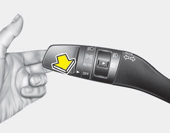 Kia Carnival: High beam operation Kia Carnival: High beam operation. To flash the headlights, pull the lever towards you. It will return to the normal