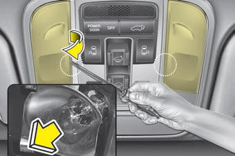 Kia Carnival: Interior light bulb replacement Kia Carnival: Interior light bulb replacement. Map lamp