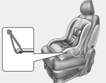 Kia Carnival: Using a child restraint system Kia Carnival: Using a child restraint system. 1. Route the child restraint seat strap over the seatback. For vehicles with