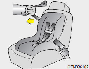 Kia Carnival: Using a child restraint system Kia Carnival: Using a child restraint system. 3. Pull the shoulder portion of the seat belt all the way out. When the shoulder